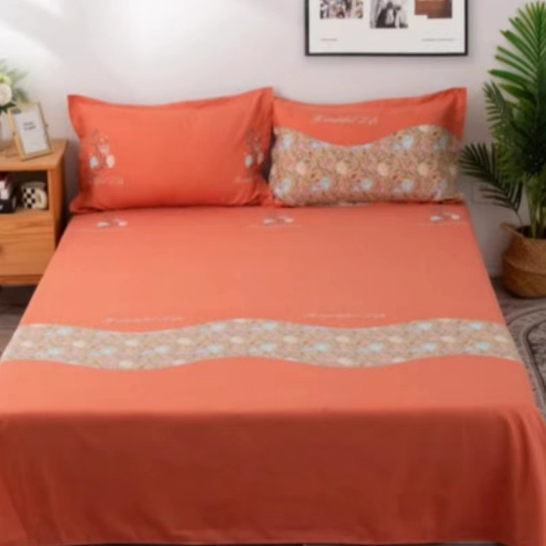 【S印花大床单】加厚牛奶绒秋冬款双人床单-盛世花枝+枕套一对