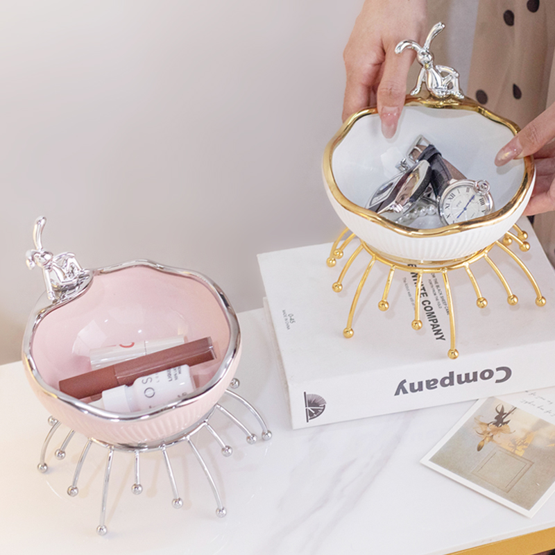 高档首饰盒大容量进门钥匙收纳盒轻奢摆件客厅鞋柜装饰品乔迁礼物