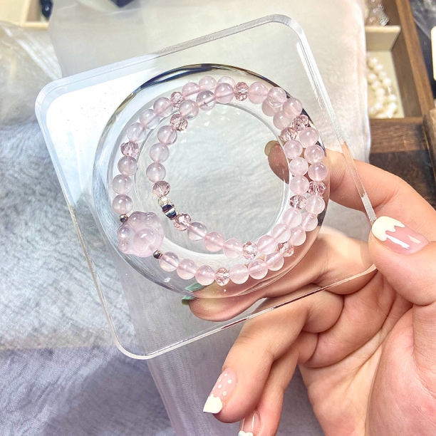 粉水晶手链简约百搭小众清新可爱少女心