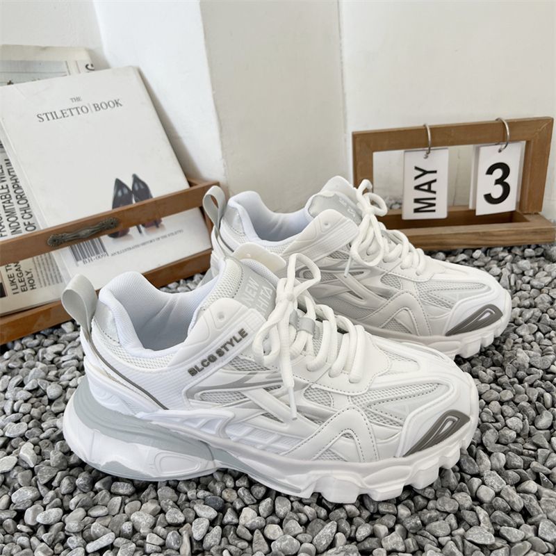 2025春夏新款白色老爹鞋男ins潮复古港风增高男鞋百搭小众情侣款