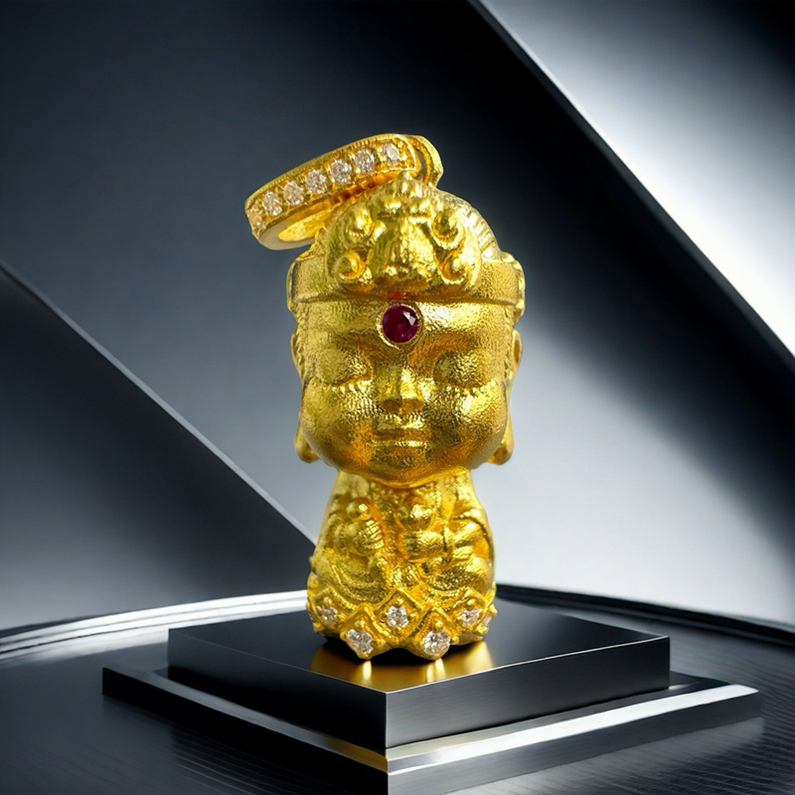 足金999 古法工艺宝宝佛吊坠（净金重11.28克）