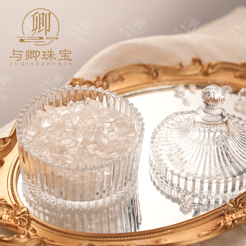 与卿珠宝 天然水晶消磁石套装 （蒙古包消磁碗+白水晶消磁石400g ）