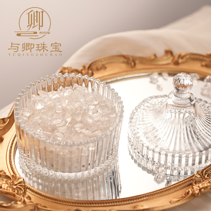 与卿珠宝 天然水晶消磁石套装 （蒙古包消磁碗 白水晶消磁石400g ）