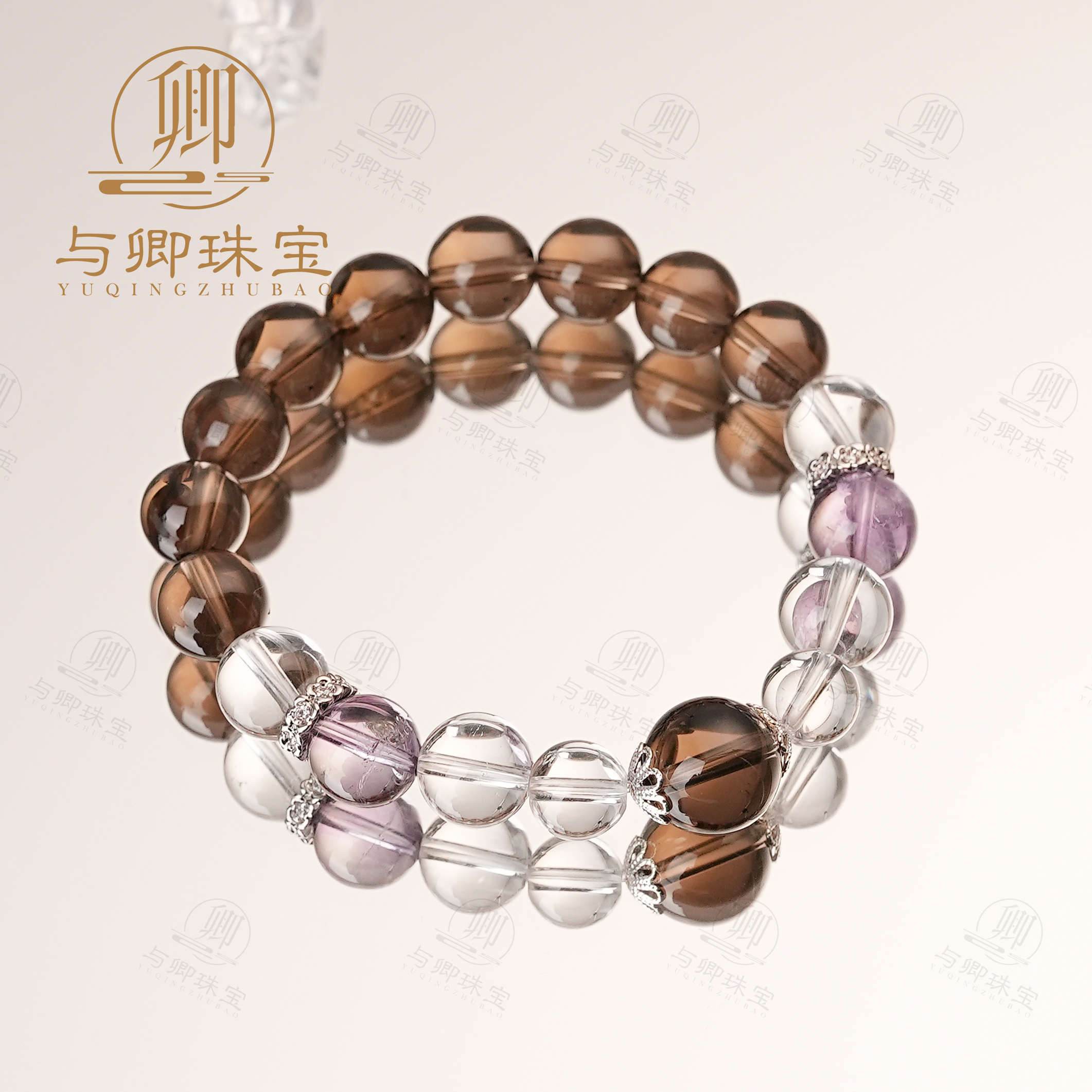 【长康健】与卿 10mm茶晶➕10mm紫塔晶➕10mm白水晶➕12mm茶晶水晶手串