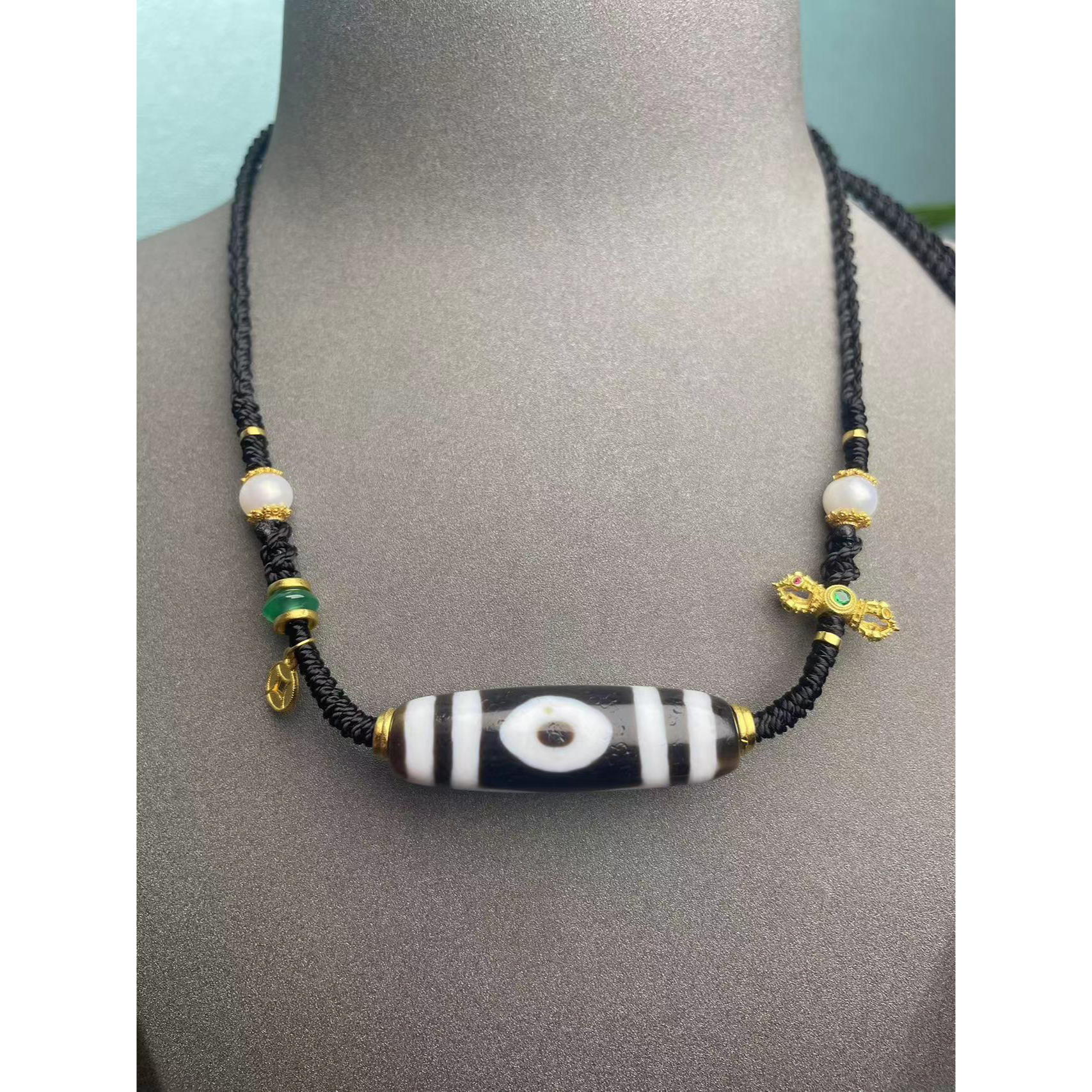 手工设计横版大p三y玛瑙多宝项链