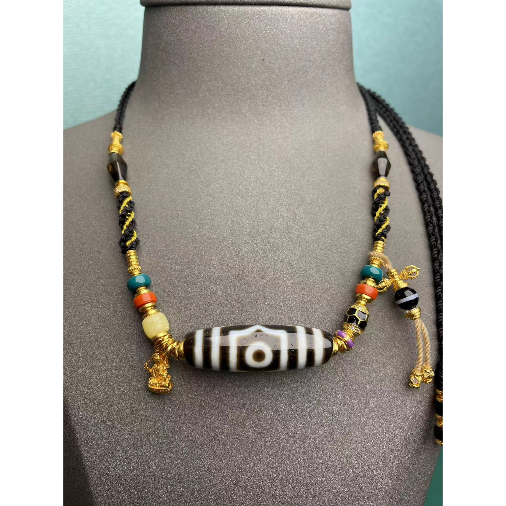 手工设计横版大p三y玛瑙多宝项链