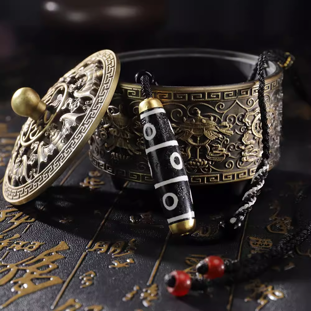 小青|卢系转转九眼18K黑白横版项链多样性发一