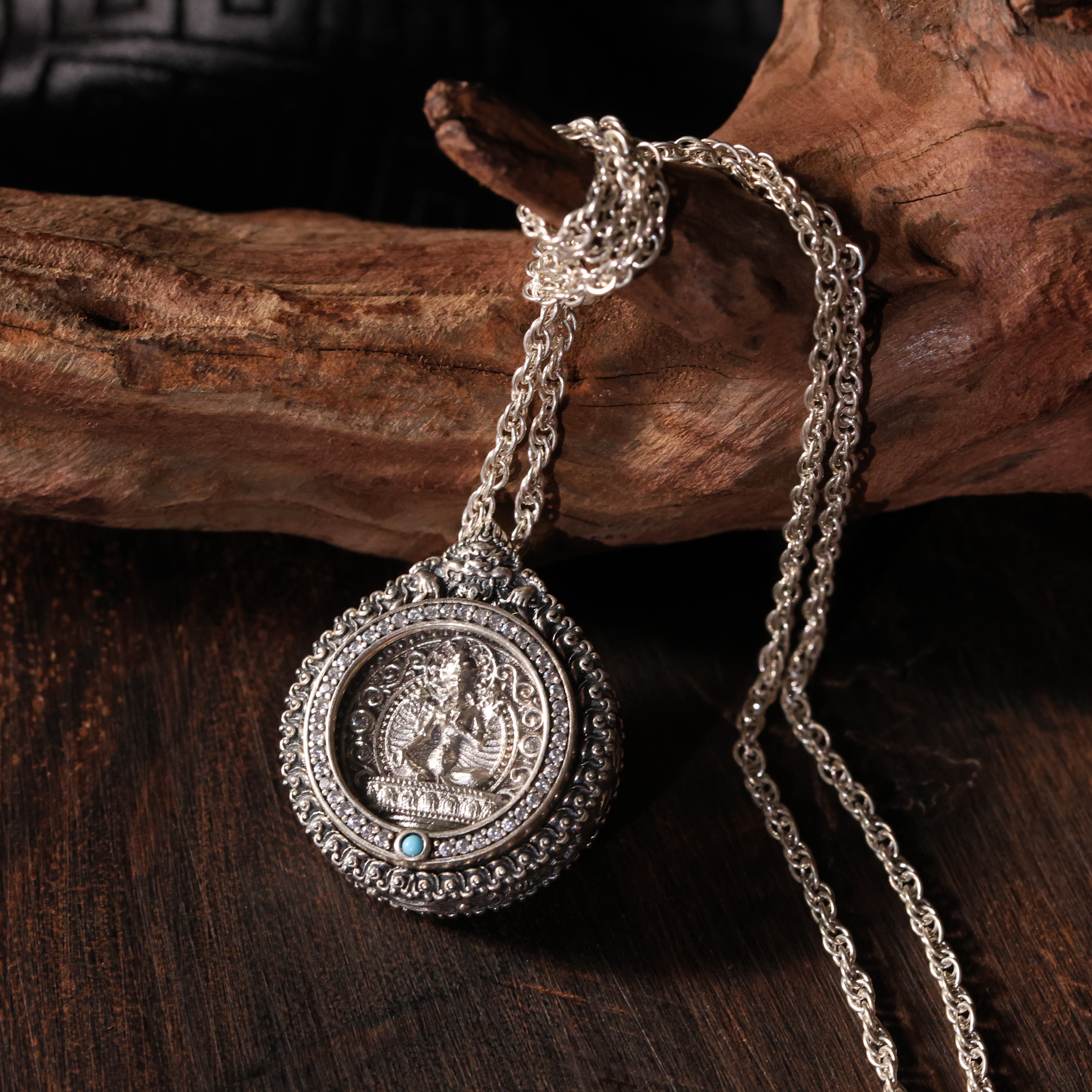 吊坠925银 小青|手工设计银制绿度母吊坠多样性发一--0145Y