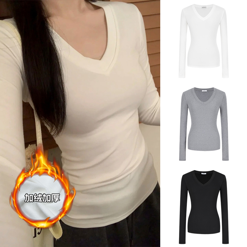 Moses Queen/魔西女王加绒加厚保暖长袖T恤秋冬修身显瘦打底内搭