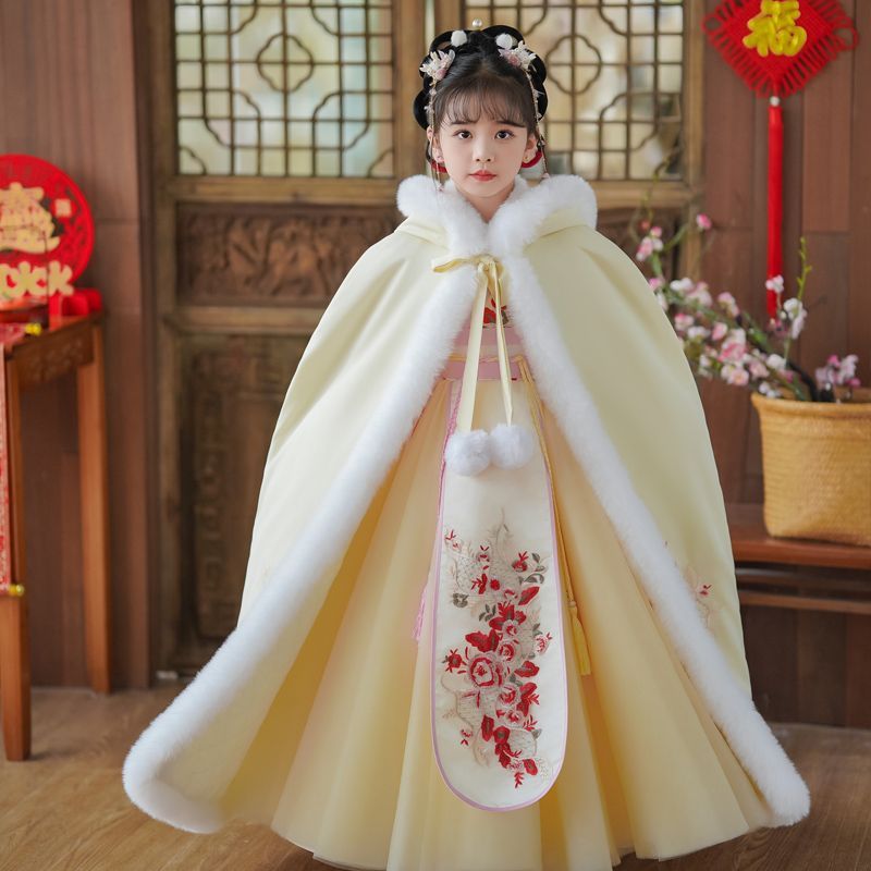 巴拉巴拉汉服女童冬款新年儿童古装秋冬过年冬季唐装新款中国