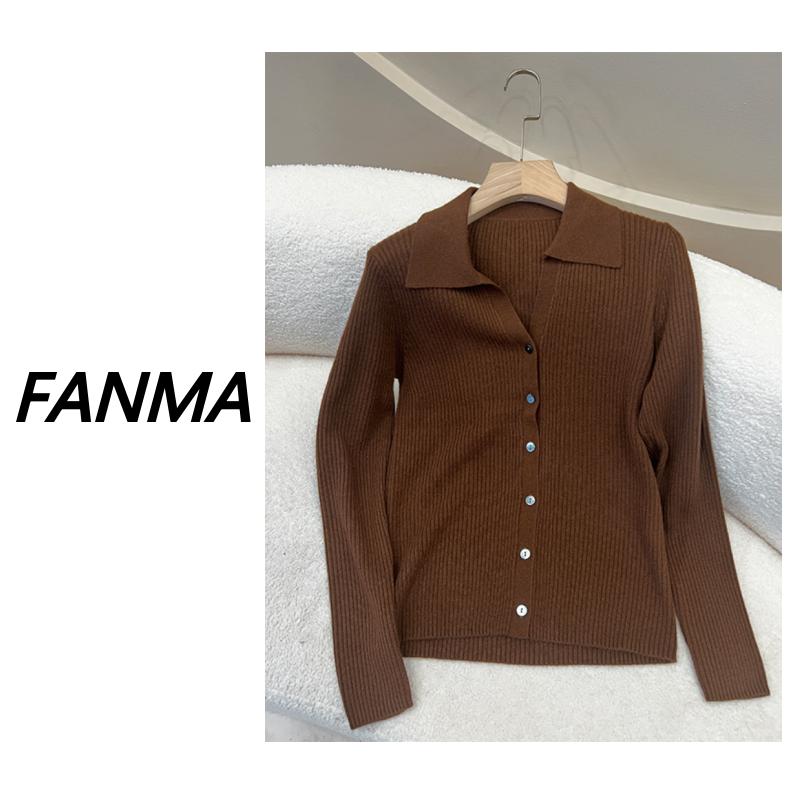 【妮妮新婚专属】衬衫领坑条秋冬羊绒衫 百搭针织衫 F200-BR707