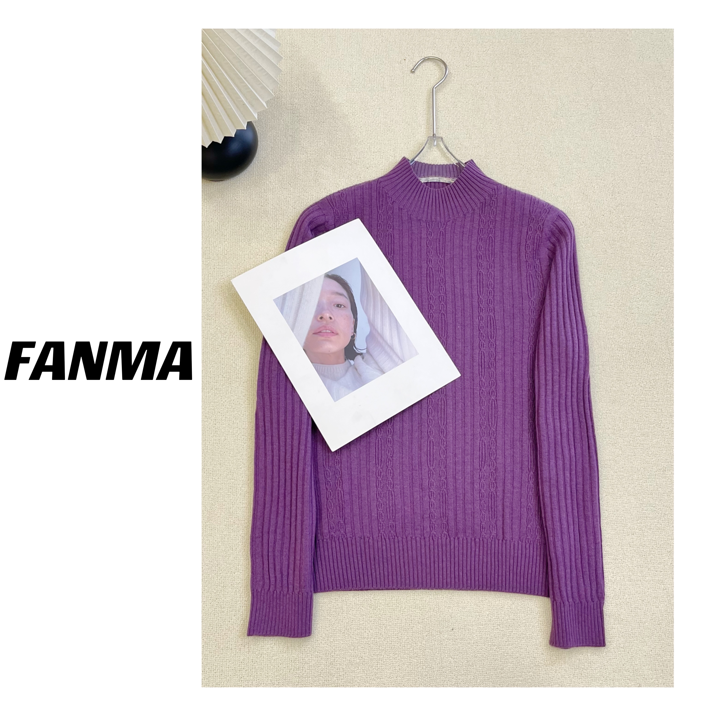 #纯羊毛衫# 半高领纯色绞花设计百搭针织衫 F200-BN692