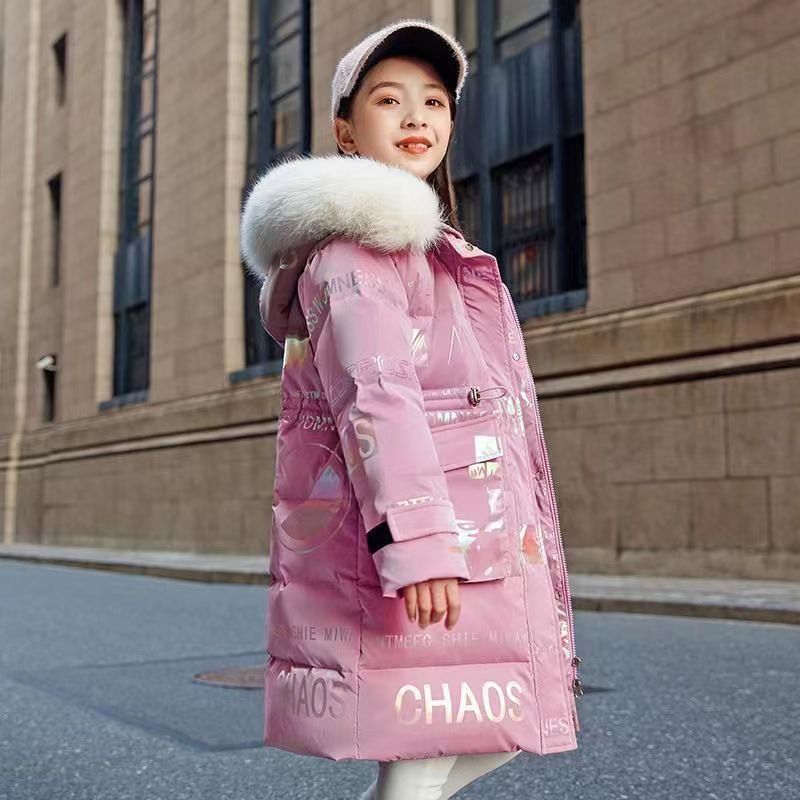 巴拉巴拉恩儿童羽绒服免洗女童新款洋气白鸭绒外套冬亮面加厚中大