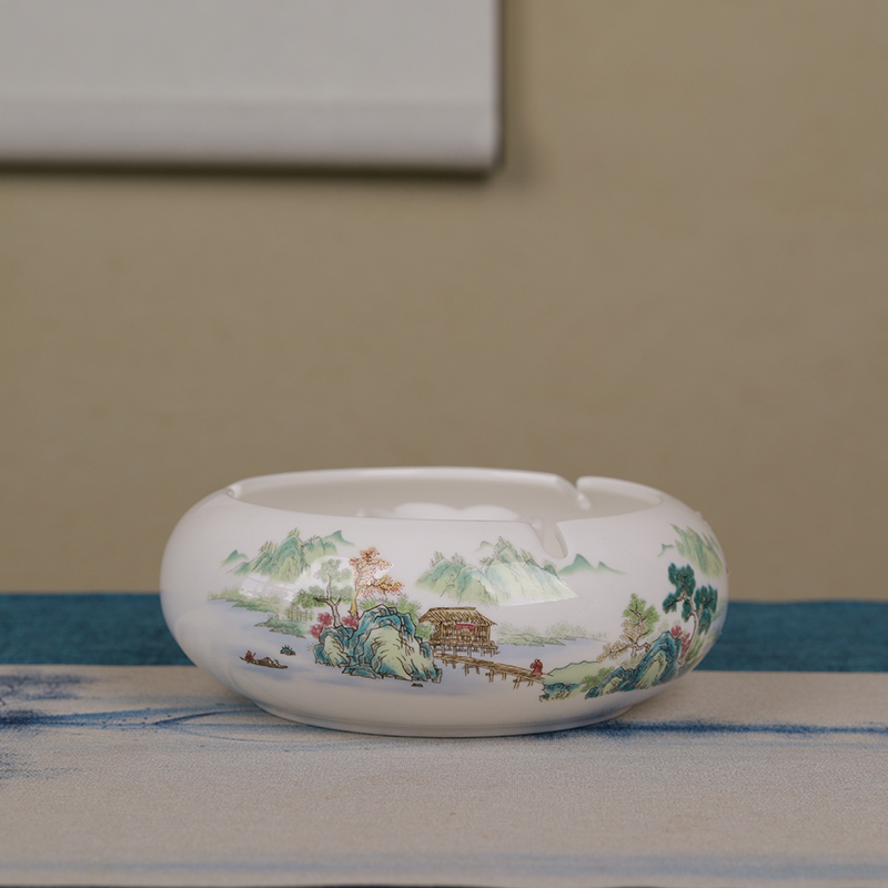 秋香茶具 游春山水烟灰缸@@582-0824