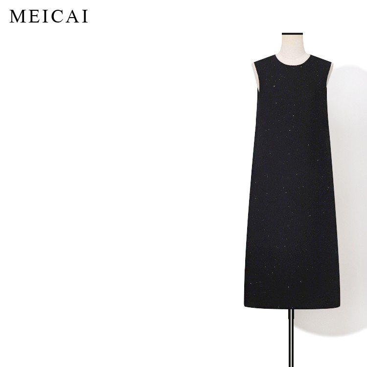 美裁 显瘦派 赫本气质 绵羊毛高级感直身廓形香风黑色连衣裙