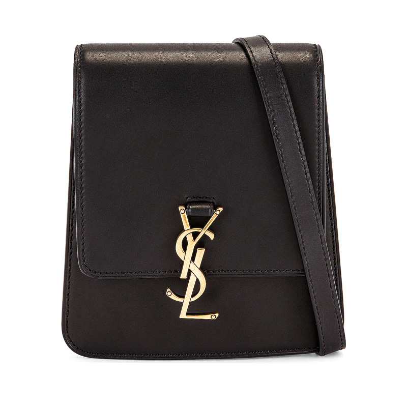 圣罗兰YSL 金标Logo 竖款单肩斜挎包 植鞣皮革 手提斜挎单肩包 