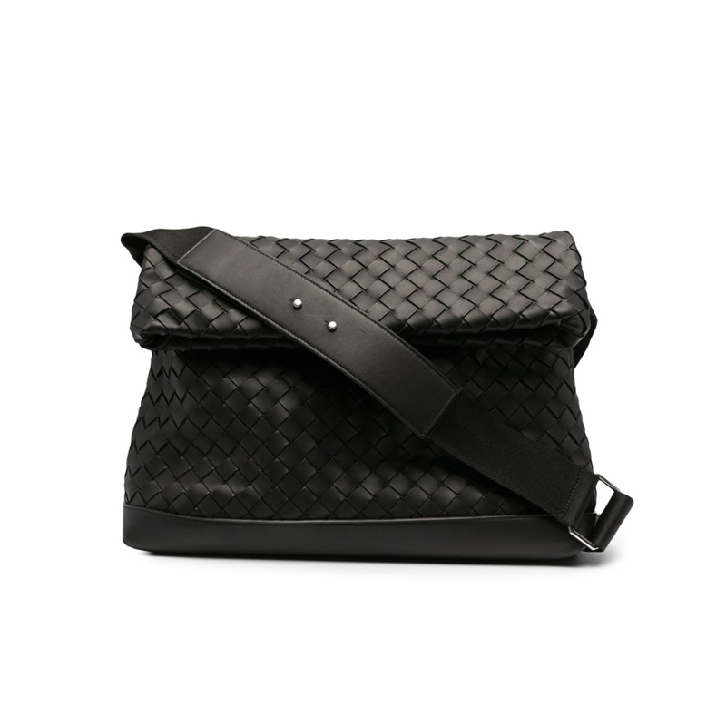 BOTTEGA VENETA/葆蝶家编织翻盖开合可拆可调节肩带单肩斜搭包男