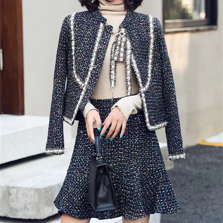 轻奢优雅名媛小香风外套时尚半身裙两件套 10108