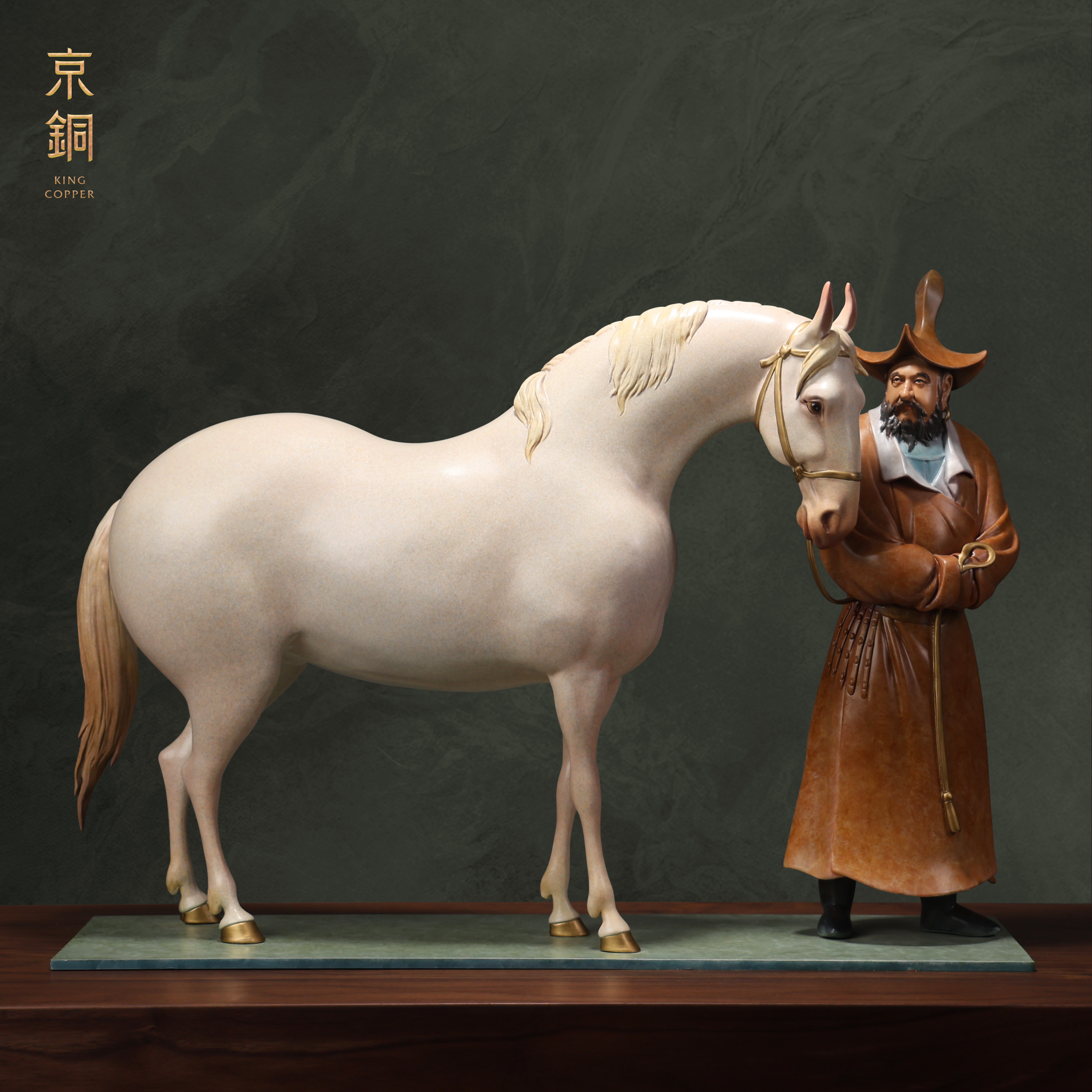 京铜家居艺术摆件凤头骢企业办公室公司大堂玄关书房客厅装饰全铜