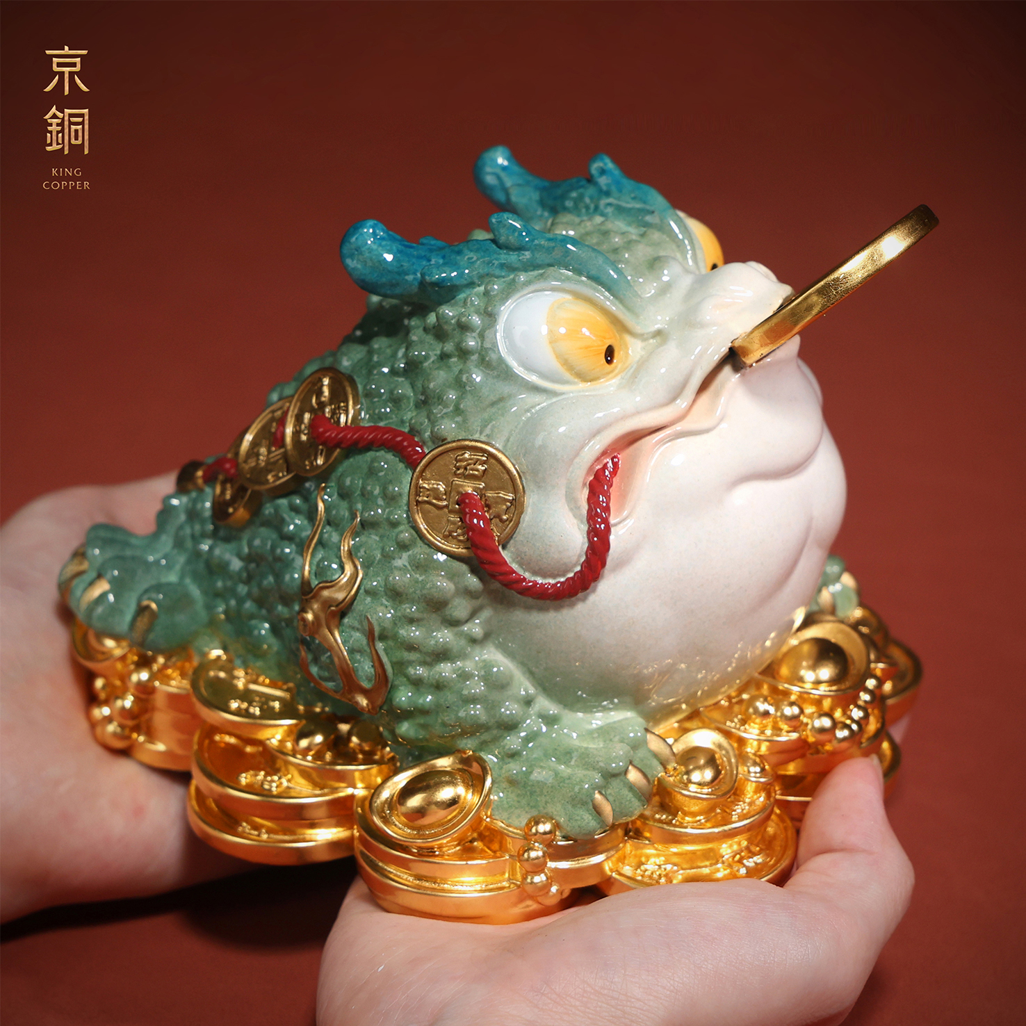 京铜家居摆件三足金蟾玄关客厅店铺办公司桌面摆件手工铸造贴金  