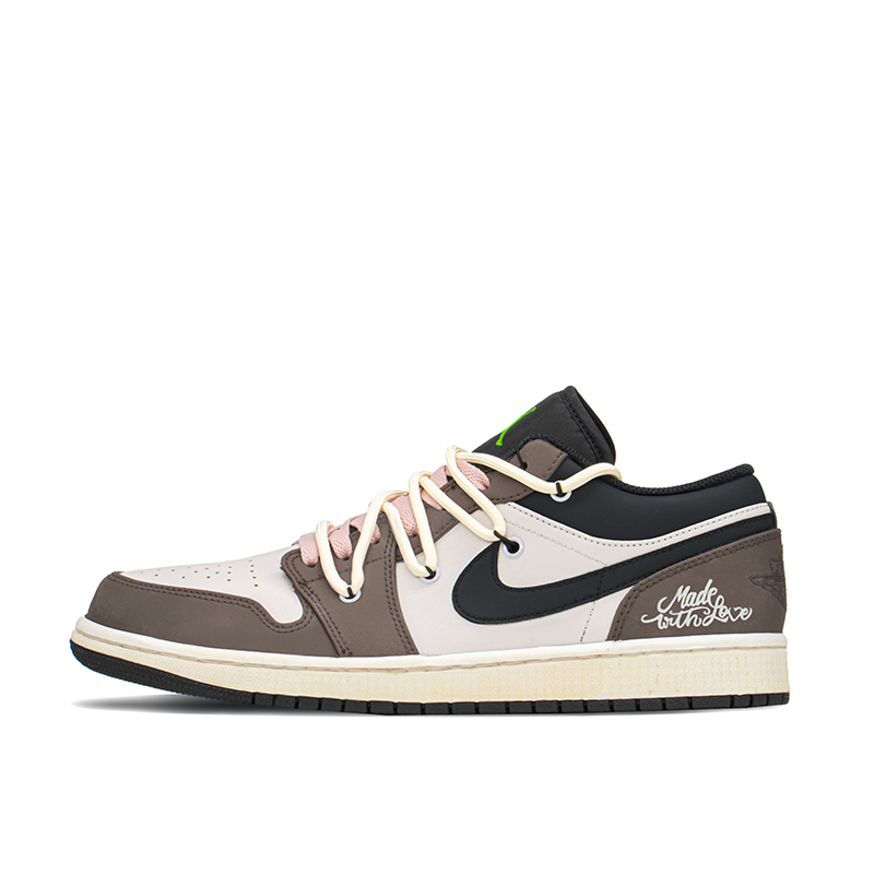 FZBB球鞋定制 Air Jordan 1 AJ1 爱情摩卡 低帮休闲复古篮球鞋