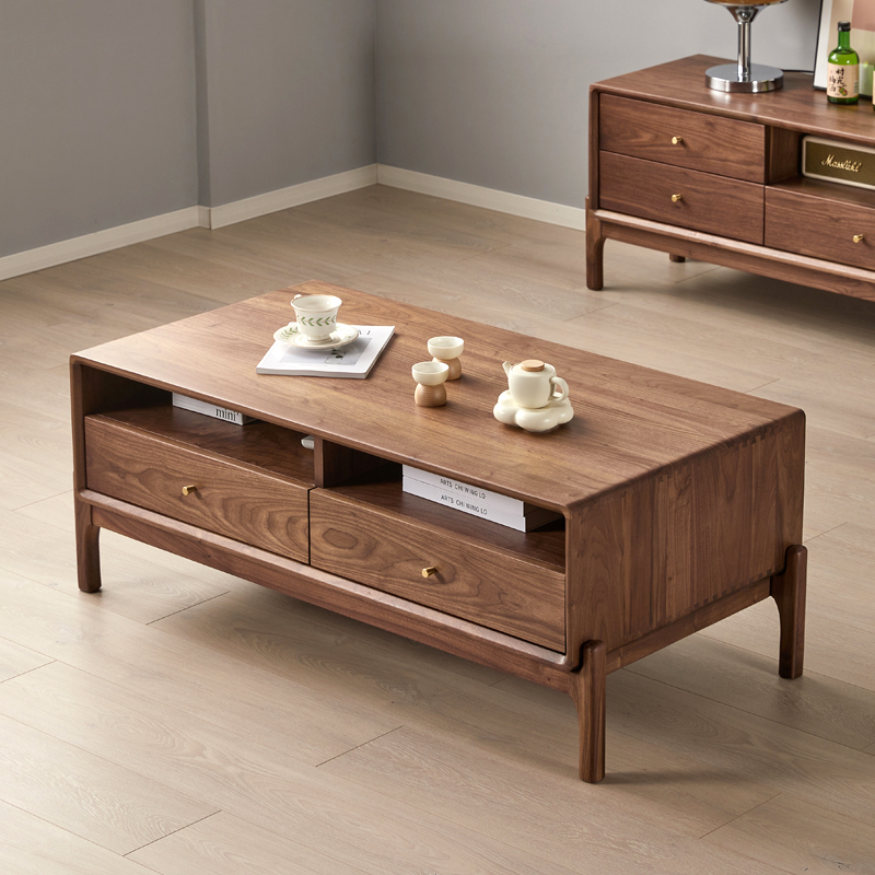 全黑胡桃木茶几支持定做厂家直销简约北欧款