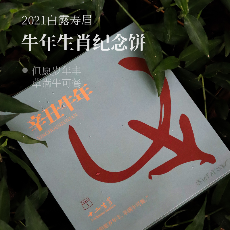 深山行2021年牛年生肖纪念茶砖 白露寿眉100克/盒 福鼎高山白茶