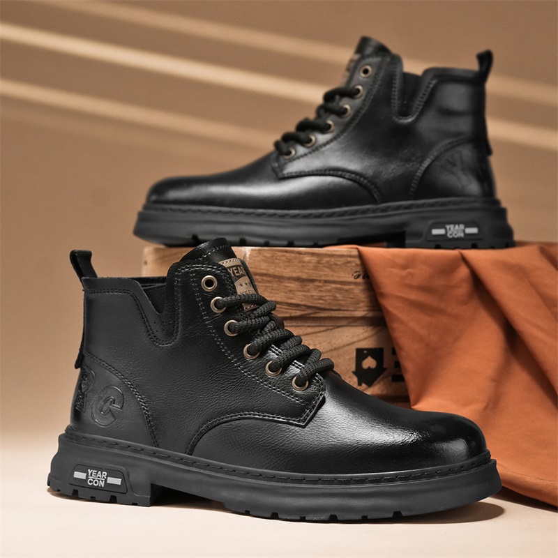 YEARCON/意尔康男鞋秋冬休闲时尚马丁靴百搭复古工装靴E54404757