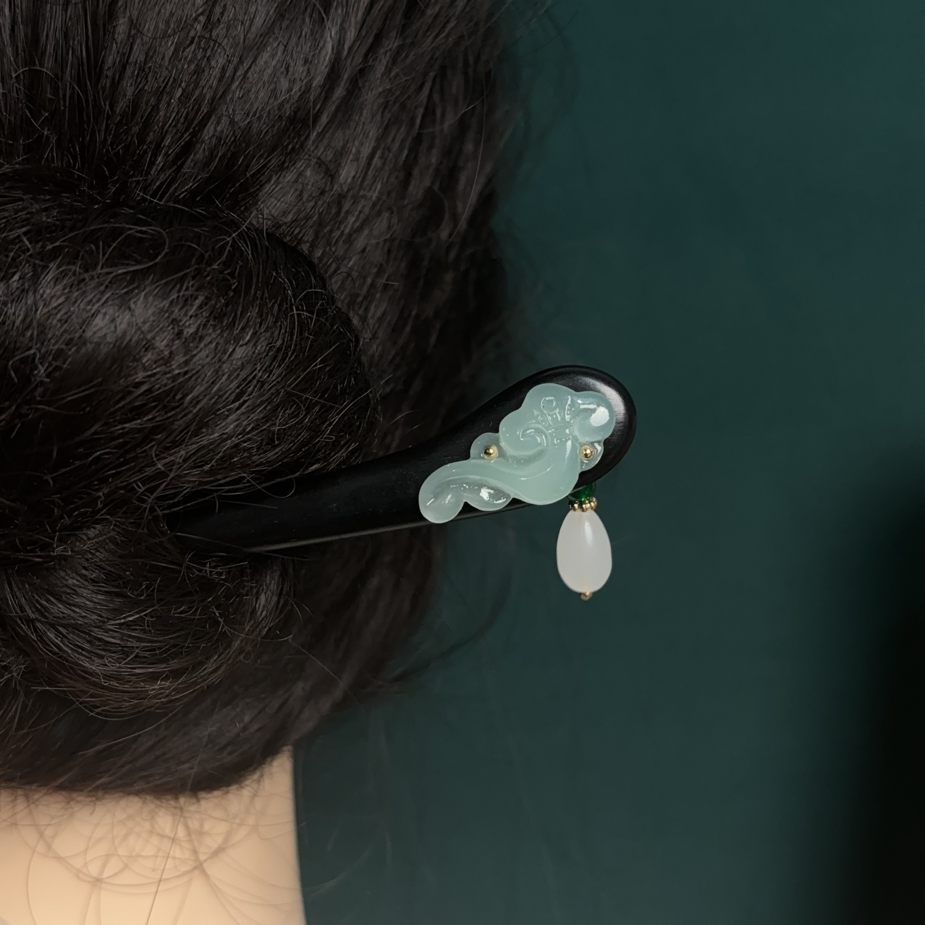 【如意】紫光黑檀木发簪盘发女古风新中式简约旗袍气质头饰a277