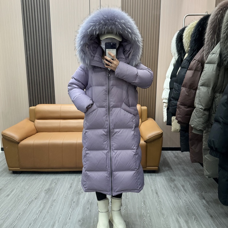 【欧美大牌】2025冬季新款轻奢大毛领羽绒服女高品质中长款连帽外套