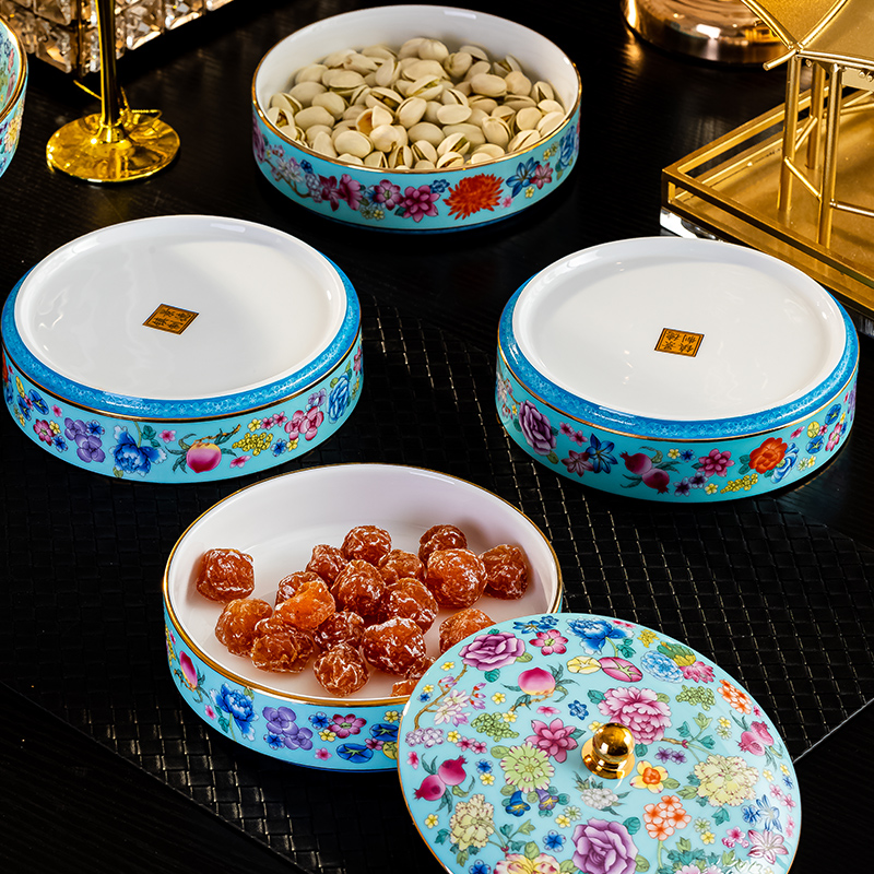景德镇高档大号商用家用陶瓷中式果盘饭碗汤碗珐琅彩餐具轻奢手工