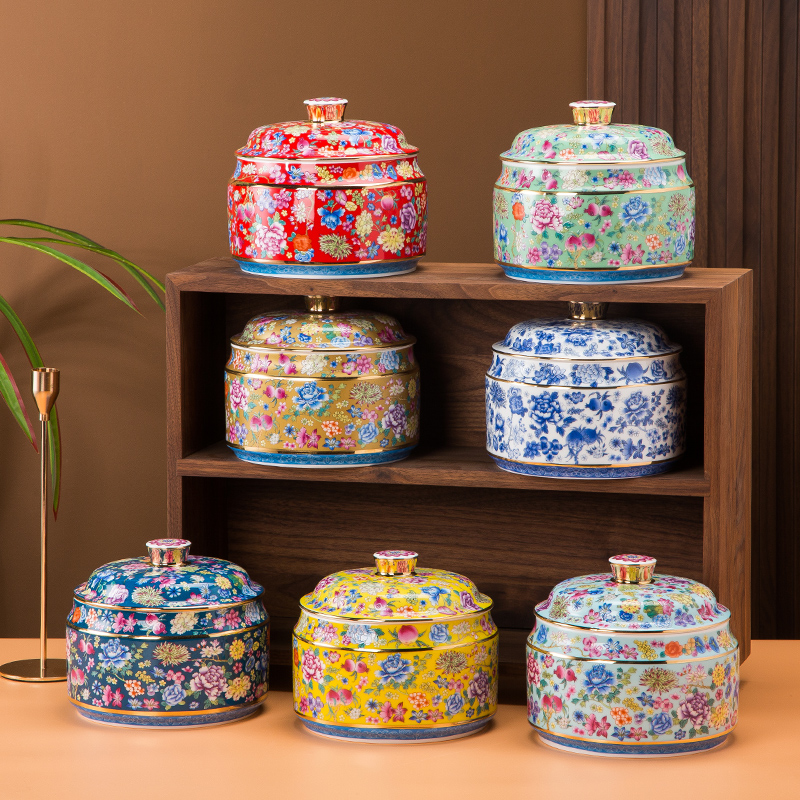 茶叶罐储物柜景德镇珐琅彩
