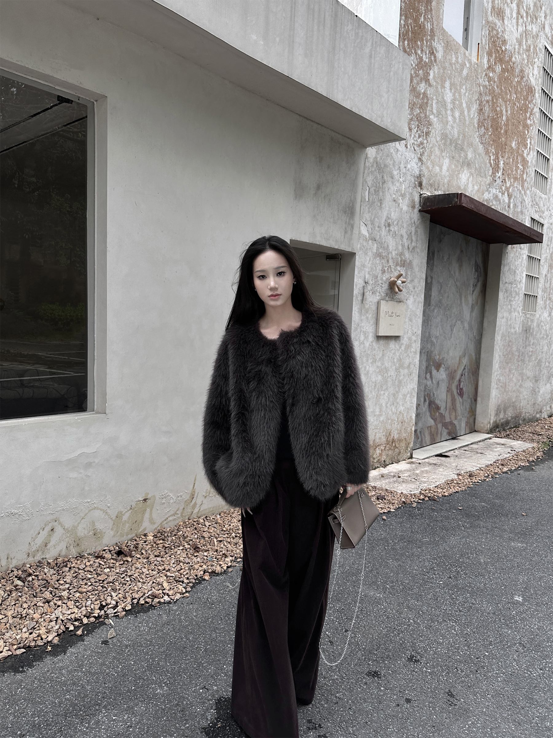 5werkwen 21坑全棉灯芯绒复合打褶设计休闲百搭阔腿裤秋冬