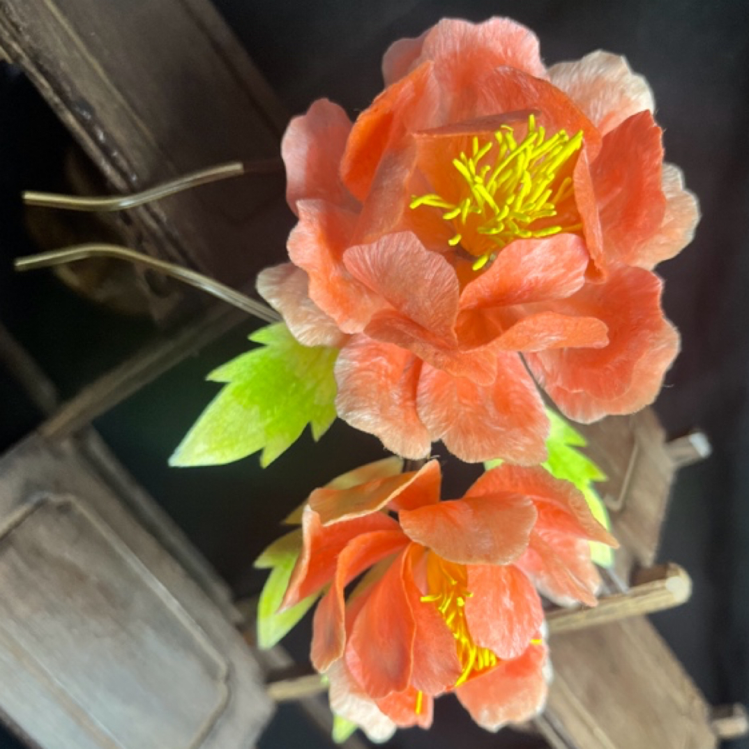 非遗绒花牡丹发簪，新中式汉服国风复古头饰