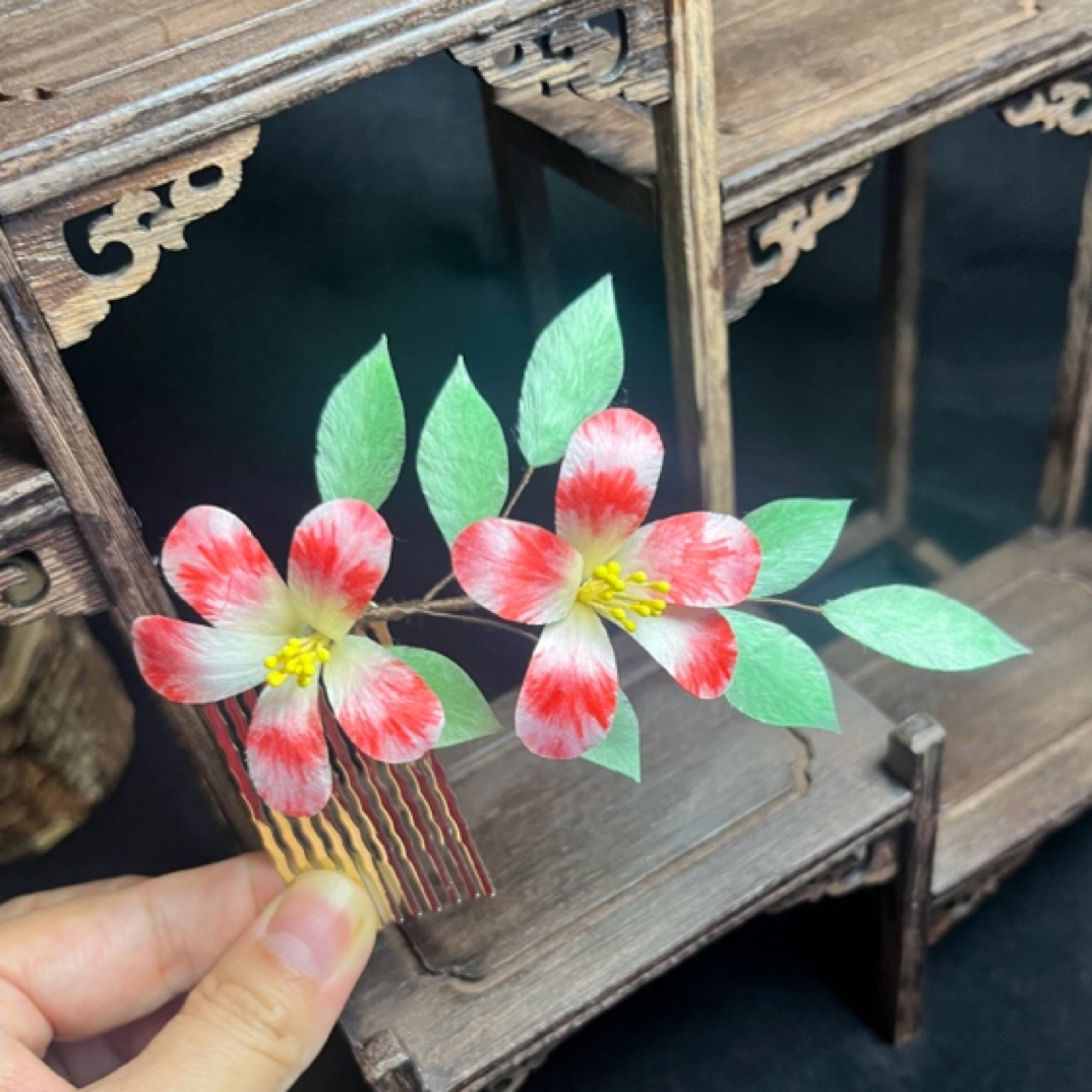 非遗绒花孤品清，古风汉服新中式头饰