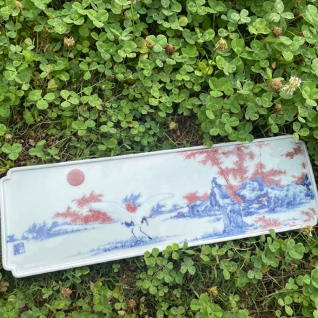 文尔青花釉里红林和靖爱鹤干泡台茶盘干泡台茶盘干泡盘手工款式