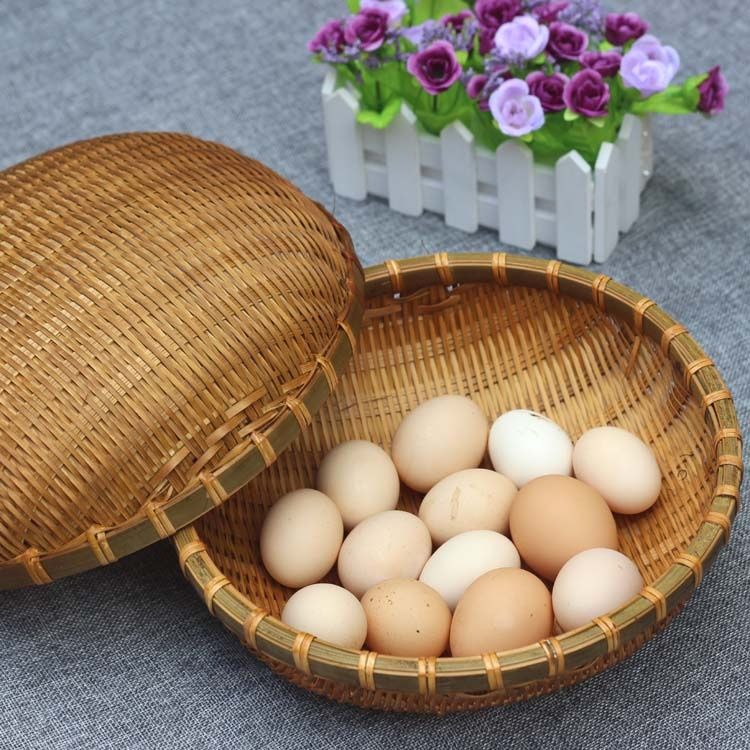 竹编簸箕馒头筐竹制品篮子洗菜装水果道具表演果盘收纳篮小竹筐