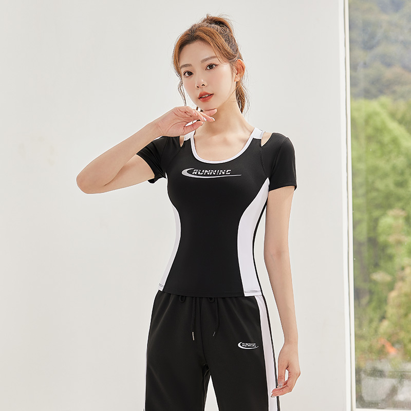 佑游瑜伽服女夏季透气速干运动跑步t恤显瘦时尚健身服短袖33504