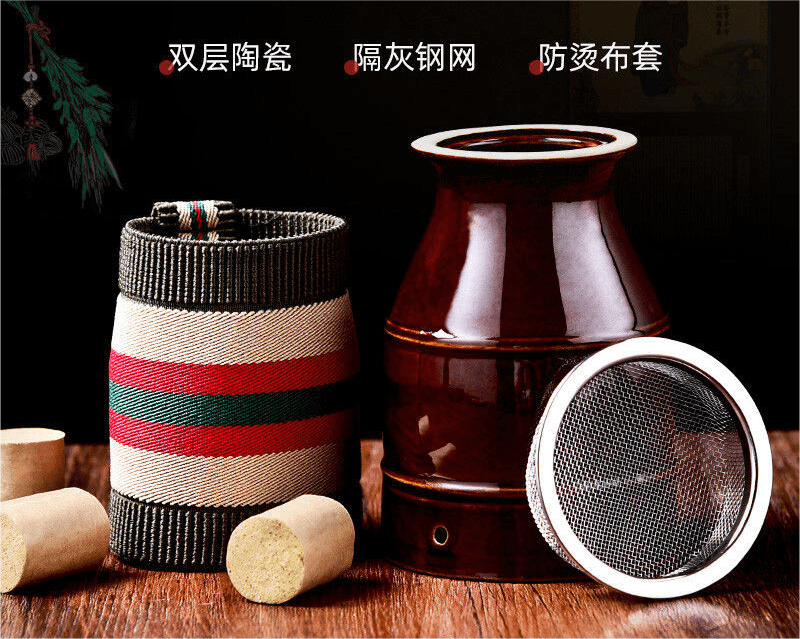【艾思源】拍套餐送精油艾灸罐陶瓷双层多功能随身刮痧走罐悬灸使用