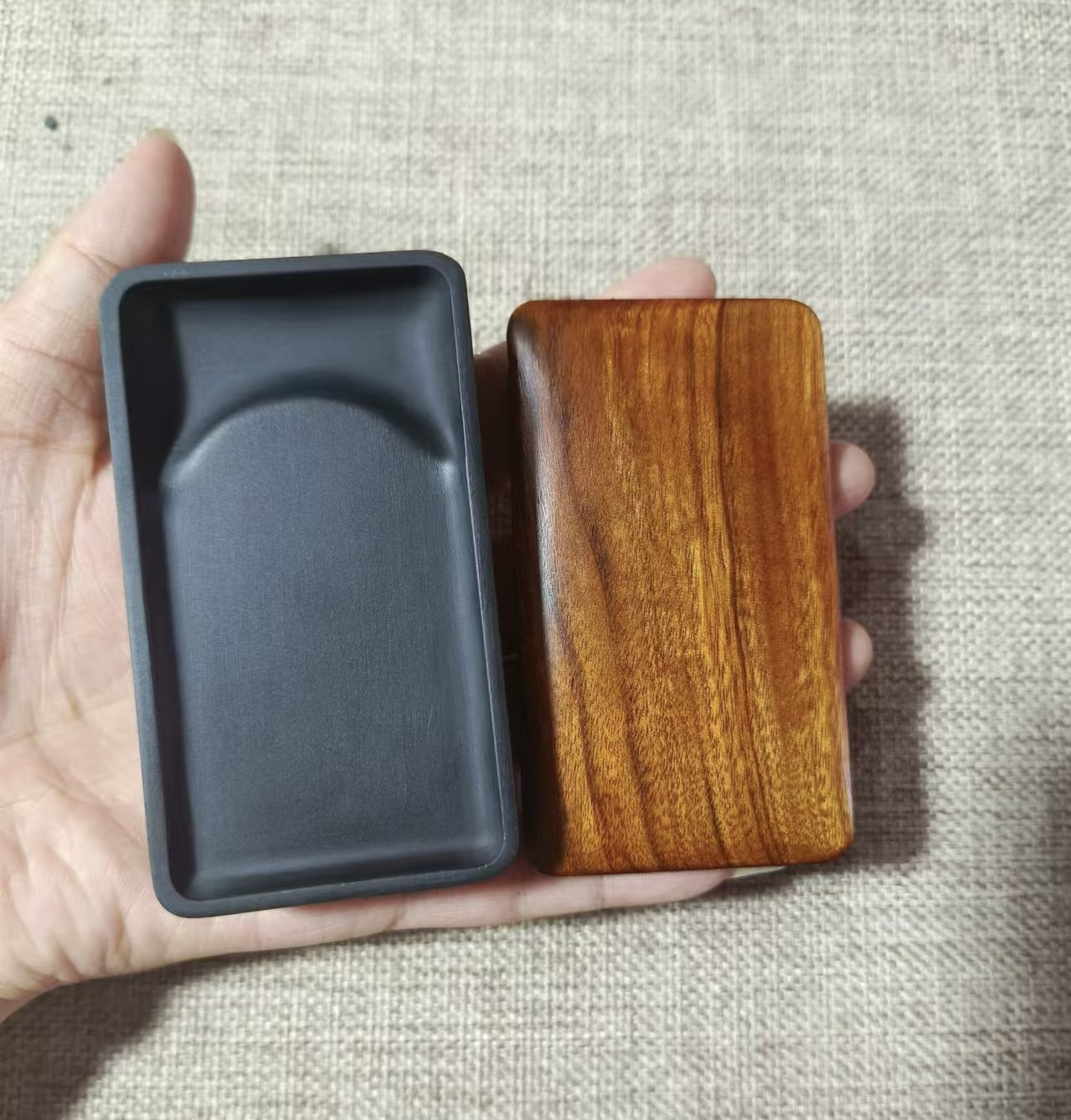 8.8*5*1.2cm歙砚砚台长方形小楷掌中宝宝砚写经砚实用砚石