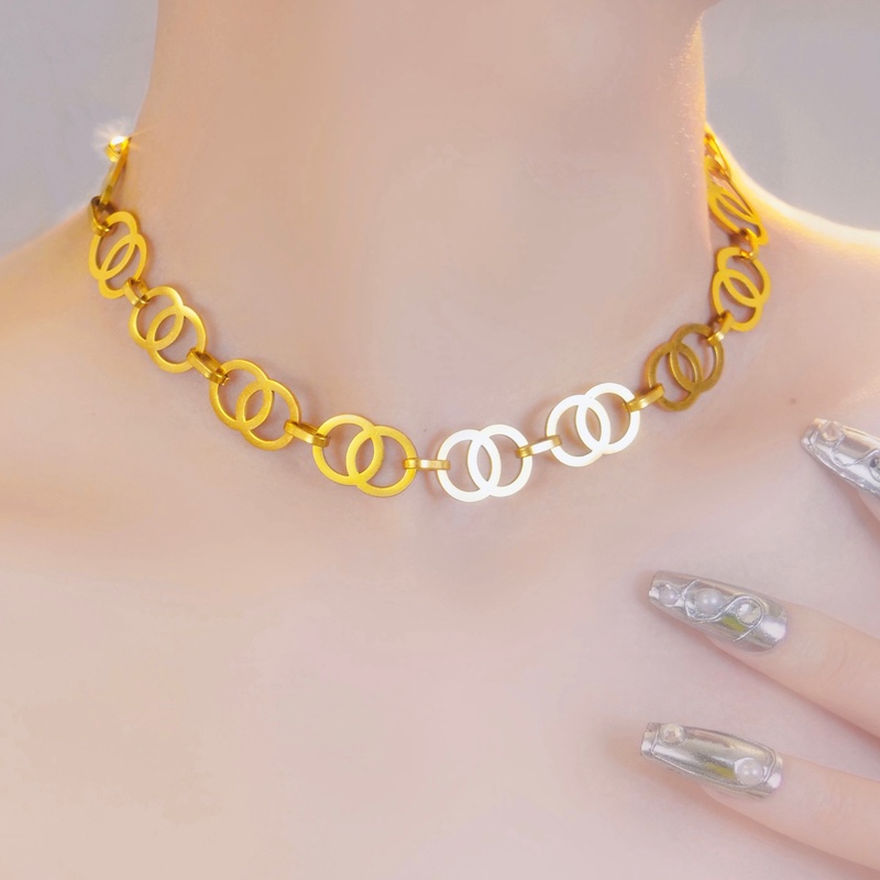 钛钢项链 1771欧美环环相扣时尚大方气质时尚潮流休闲不掉色项链