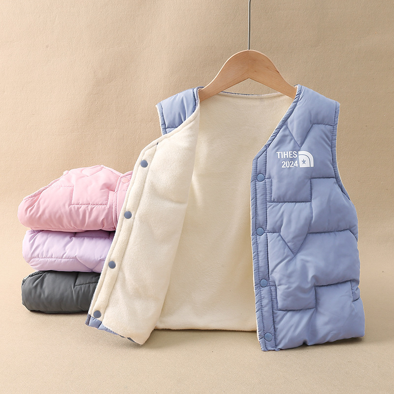 【校服搭档】秋冬儿童加绒马甲棉背心韩版男女童中大童宝宝保暖马夹