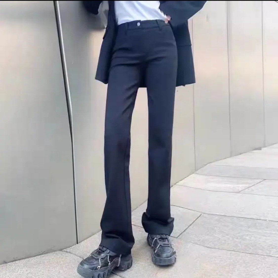 AMASS/阿玛施新款植绒微喇小黑裤5100144休闲百搭时尚显瘦