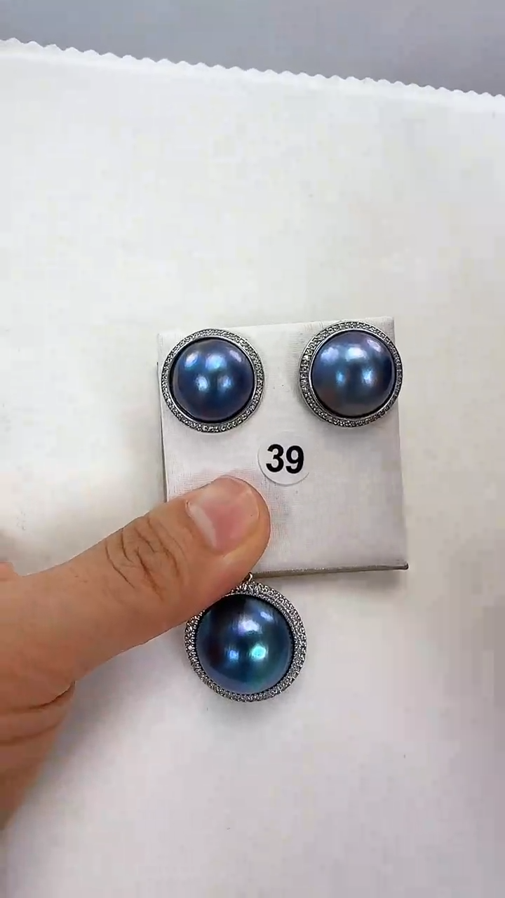 【闪购商品】拼合珍珠（马贝珠）耳饰银S925镶嵌39套装