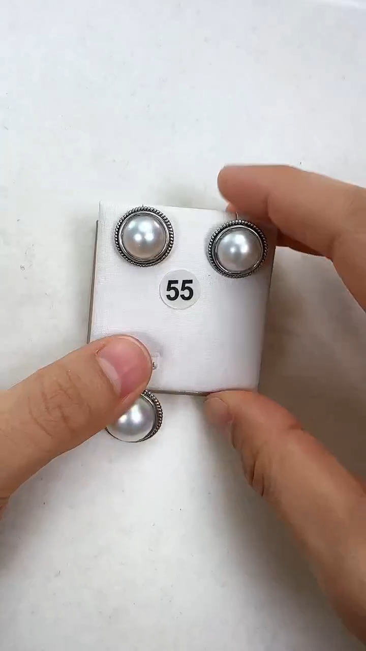 【闪购商品】拼合珍珠（马贝珠）耳饰银S925镶嵌55套装