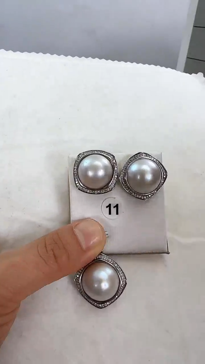 【闪购商品】拼合珍珠（马贝珠）耳饰银S925镶嵌11套装