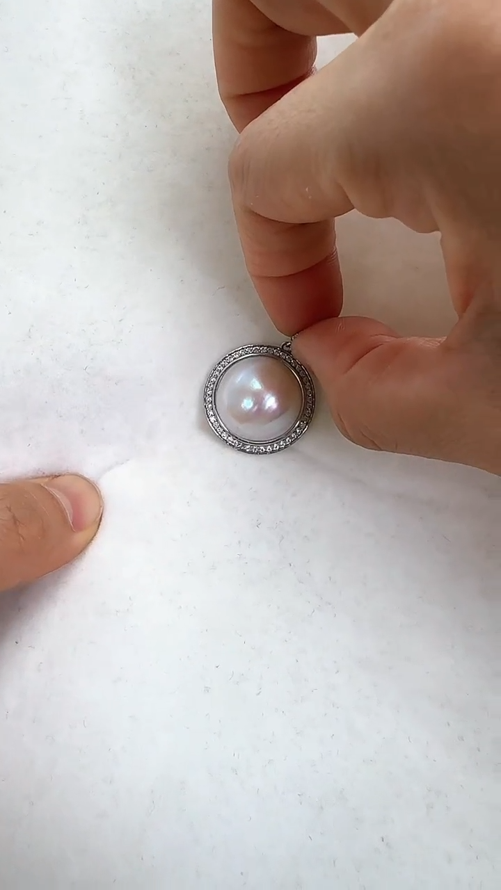 【闪购商品】拼合珍珠（马贝珠）颈饰银S925镶嵌9987