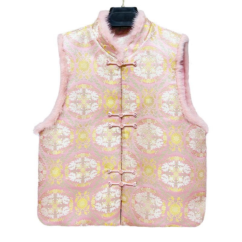 【金鱼戏莲】新中式宋锦加棉国风马甲冬季新款立领盘扣新中式马甲