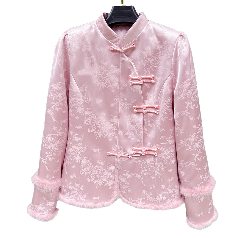 新中式国风加棉唐装2025秋冬新款本命年红色提花盘扣上衣中国风女