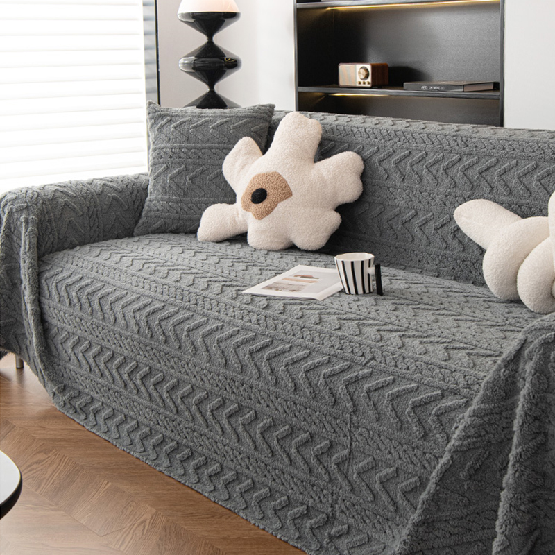 （逐梦）撸猫感沙发盖布巾冬季新款加厚毛绒简约保暖防滑沙发套罩垫